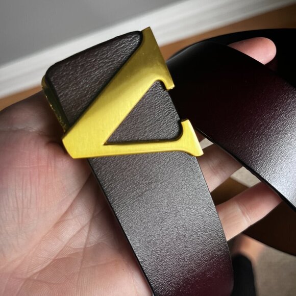 Men's Brown Belt Gold V Clasp - Picture 4 of 10